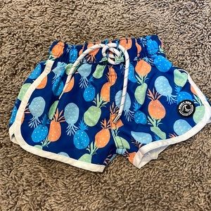 Tropical Pineapple Kids Swim Trunks